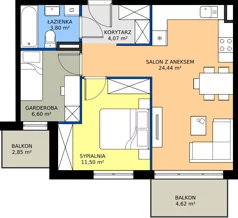 2 pokoje, mieszkanie 50,41 m², piętro 1, oferta nr 27.A.1.5, Murapol Siewierz Jeziorna, Siewierz, ul. Jeziorna