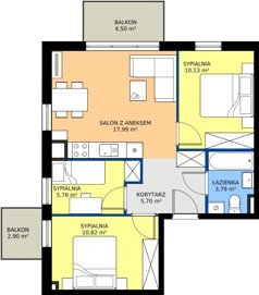 4 pokoje, mieszkanie 54,21 m², piętro 2, oferta nr 27.A.2.7, Murapol Siewierz Jeziorna, Siewierz, ul. Jeziorna