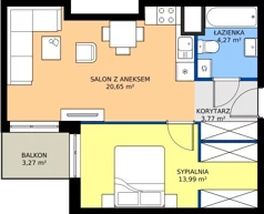 2 pokoje, mieszkanie 42,68 m², piętro 2, oferta nr 28.B.2.2, Murapol Siewierz Jeziorna, Siewierz, ul. Jeziorna