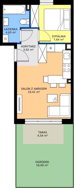 2 pokoje, mieszkanie 35,62 m², parter, oferta nr 28.A.0.1, Murapol Siewierz Jeziorna, Siewierz, ul. Jeziorna