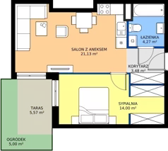 2 pokoje, mieszkanie 42,63 m², piętro 2, oferta nr 28.A.2.2, Murapol Siewierz Jeziorna, Siewierz, ul. Jeziorna