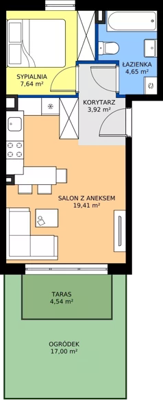 2 pokoje, mieszkanie 35,62 m², parter, oferta nr 28.B.0.1, Murapol Siewierz Jeziorna, Siewierz, ul. Jeziorna