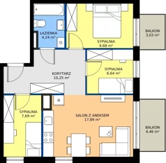 4 pokoje, mieszkanie 56,39 m², piętro 2, oferta nr 28.A.2.3, Murapol Siewierz Jeziorna, Siewierz, ul. Jeziorna