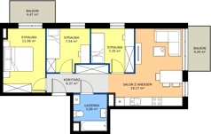 4 pokoje, mieszkanie 57,07 m², piętro 2, oferta nr 28.B.2.6, Murapol Siewierz Jeziorna, Siewierz, ul. Jeziorna