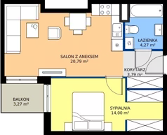 2 pokoje, mieszkanie 42,85 m², piętro 1, oferta nr 28.B.1.2, Murapol Siewierz Jeziorna, Siewierz, ul. Jeziorna