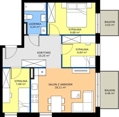 4 pokoje, mieszkanie 56,61 m², piętro 1, oferta nr 28.A.1.3, Murapol Siewierz Jeziorna, Siewierz, ul. Jeziorna