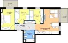 4 pokoje, mieszkanie 56,90 m², piętro 3, oferta nr 28.B.3.6, Murapol Siewierz Jeziorna, Siewierz, ul. Jeziorna