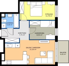 2 pokoje, mieszkanie 53,43 m², piętro 3, oferta nr 28.B.3.5, Murapol Siewierz Jeziorna, Siewierz, ul. Jeziorna