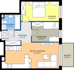 2 pokoje, mieszkanie 53,69 m², piętro 1, oferta nr 28.B.1.5, Murapol Siewierz Jeziorna, Siewierz, ul. Jeziorna