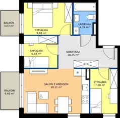 4 pokoje, mieszkanie 56,61 m², piętro 1, oferta nr 28.B.1.3, Murapol Siewierz Jeziorna, Siewierz, ul. Jeziorna