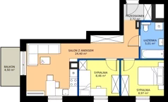 3 pokoje, mieszkanie 49,68 m², piętro 1, oferta nr 1.A.1.07, Murapol Osiedle Faktoria, Łódź, Polesie, Stare Polesie, al. 1 Maja