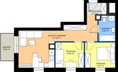 3 pokoje, mieszkanie 49,31 m², piętro 2, oferta nr 1.A.2.07, Murapol Osiedle Faktoria, Łódź, Polesie, Stare Polesie, al. 1 Maja