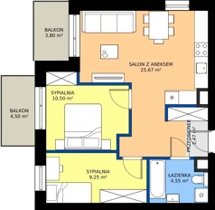 3 pokoje, mieszkanie 52,29 m², piętro 2, oferta nr 1.A.2.12, Murapol Osiedle Faktoria, Łódź, Polesie, Stare Polesie, al. 1 Maja