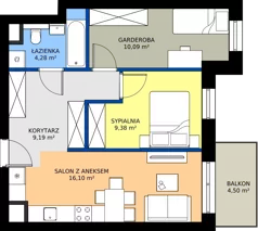 2 pokoje, mieszkanie 49,00 m², piętro 4, oferta nr 2.B.4.09, Murapol Osiedle Faktoria, Łódź, Polesie, Stare Polesie, al. 1 Maja