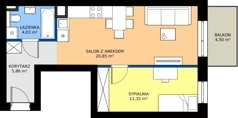 2 pokoje, mieszkanie 41,73 m², piętro 1, oferta nr 2.C.1.02, Murapol Osiedle Faktoria, Łódź, Polesie, Stare Polesie, al. 1 Maja