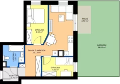 3 pokoje, mieszkanie 47,56 m², piętro 2, oferta nr 2.B.2.08, Murapol Osiedle Faktoria, Łódź, Polesie, Stare Polesie, al. 1 Maja