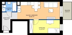 2 pokoje, mieszkanie 41,73 m², piętro 2, oferta nr 2.C.2.02, Murapol Osiedle Faktoria, Łódź, Polesie, Stare Polesie, al. 1 Maja