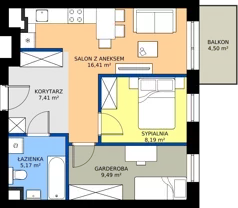 2 pokoje, mieszkanie 46,57 m², piętro 3, oferta nr 2.B.3.10, Murapol Osiedle Faktoria, Łódź, Polesie, Stare Polesie, al. 1 Maja