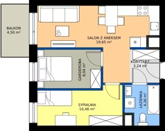 2 pokoje, mieszkanie 45,73 m², piętro 4, oferta nr 2.B.4.14, Murapol Osiedle Faktoria, Łódź, Polesie, Stare Polesie, al. 1 Maja
