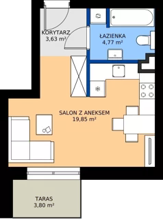 1 pokój, mieszkanie 27,92 m², parter, oferta nr 2.C.0.10, Murapol Osiedle Faktoria, Łódź, Polesie, Stare Polesie, al. 1 Maja