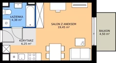 1 pokój, mieszkanie 30,52 m², piętro 1, oferta nr 1.A.1.02, Murapol Osiedle Szafirove, Gliwice, Stare Gliwice, ul. Szafirowa