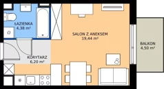 1 pokój, mieszkanie 30,50 m², piętro 4, oferta nr 1.A.4.02, Murapol Osiedle Szafirove, Gliwice, Stare Gliwice, ul. Szafirowa