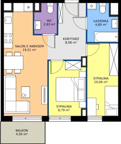 3 pokoje, mieszkanie 56,22 m², piętro 5, oferta nr 1.A.5.15, Murapol Osiedle Szafirove, Gliwice, Stare Gliwice, ul. Szafirowa