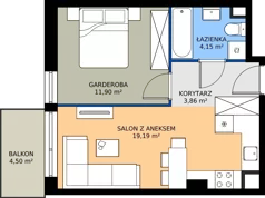 1 pokój, mieszkanie 40,16 m², piętro 3, oferta nr 2.A.3.10, Murapol Osiedle Szafirove, Gliwice, Stare Gliwice, ul. Szafirowa