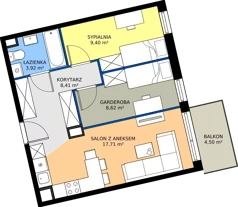 2 pokoje, mieszkanie 49,92 m², piętro 3, oferta nr 6.B.3.03, Murapol Osiedle Szafirove, Gliwice, Stare Gliwice, ul. Szafirowa