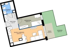1 pokój, mieszkanie 41,16 m², piętro 1, oferta nr 6.B.1.02, Murapol Osiedle Szafirove, Gliwice, Stare Gliwice, ul. Szafirowa