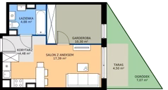 1 pokój, mieszkanie 37,99 m², parter, oferta nr 6.A.0.04, Murapol Osiedle Szafirove, Gliwice, Stare Gliwice, ul. Szafirowa