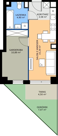 1 pokój, mieszkanie 35,66 m², parter, oferta nr 6.A.0.03, Murapol Osiedle Szafirove, Gliwice, Stare Gliwice, ul. Szafirowa