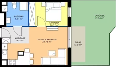 2 pokoje, mieszkanie 44,80 m², parter, oferta nr 6.A.0.06, Murapol Osiedle Szafirove, Gliwice, Stare Gliwice, ul. Szafirowa