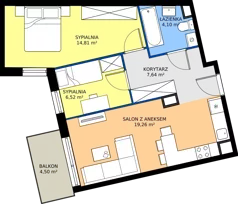 3 pokoje, mieszkanie 54,00 m², piętro 1, oferta nr 6.B.1.09, Murapol Osiedle Szafirove, Gliwice, Stare Gliwice, ul. Szafirowa