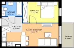 2 pokoje, mieszkanie 37,14 m², piętro 2, oferta nr 6.A.2.05, Murapol Osiedle Szafirove, Gliwice, Stare Gliwice, ul. Szafirowa