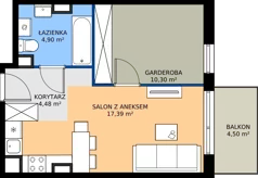 1 pokój, mieszkanie 38,02 m², piętro 5, oferta nr 6.A.5.04, Murapol Osiedle Szafirove, Gliwice, Stare Gliwice, ul. Szafirowa