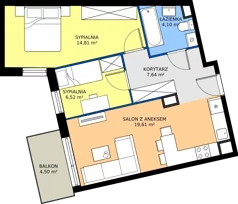 3 pokoje, mieszkanie 54,35 m², piętro 5, oferta nr 6.B.5.09, Murapol Osiedle Szafirove, Gliwice, Stare Gliwice, ul. Szafirowa