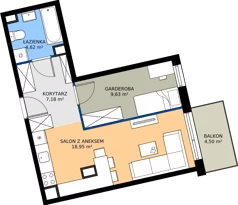 1 pokój, mieszkanie 41,16 m², piętro 1, oferta nr 6.B.1.02, Murapol Osiedle Szafirove, Gliwice, Stare Gliwice, ul. Szafirowa