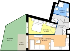 2 pokoje, mieszkanie 41,96 m², piętro 1, oferta nr 7.A.1.08, Murapol Osiedle Szafirove, Gliwice, Stare Gliwice, ul. Szafirowa