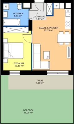 2 pokoje, mieszkanie 43,47 m², parter, oferta nr 1.A.0.03, Murapol Forum, Łódź, Śródmieście, ul. Targowa