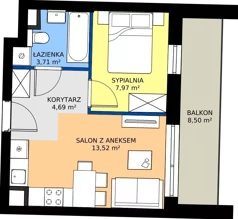 2 pokoje, mieszkanie 29,89 m², piętro 3, oferta nr 1.C.3.06, Murapol Forum, Łódź, Śródmieście, ul. Targowa