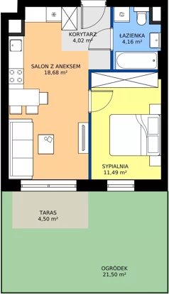 2 pokoje, mieszkanie 34,21 m², piętro 1, oferta nr 1.B.1.09, Murapol Forum, Łódź, Śródmieście, ul. Targowa