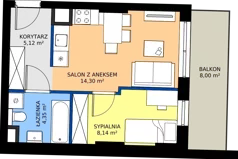 2 pokoje, mieszkanie 31,91 m², piętro 1, oferta nr 1.B.1.11, Murapol Forum, Łódź, Śródmieście, ul. Targowa