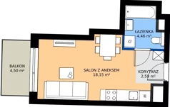 1 pokój, mieszkanie 25,03 m², piętro 1, oferta nr 1.C.1.10, Murapol Forum, Łódź, Śródmieście, ul. Targowa