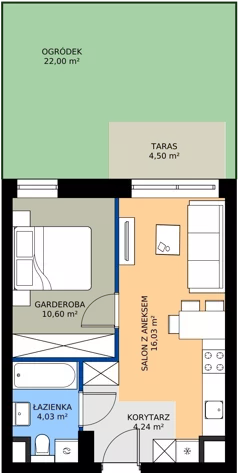1 pokój, mieszkanie 33,93 m², piętro 1, oferta nr 2.A.1.02, Murapol Forum, Łódź, Śródmieście, ul. Targowa