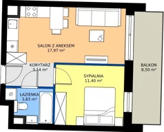 2 pokoje, mieszkanie 36,34 m², piętro 1, oferta nr 1.C.1.04, Murapol Forum, Łódź, Śródmieście, ul. Targowa
