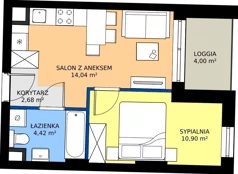 2 pokoje, mieszkanie 32,04 m², piętro 1, oferta nr 1.B.1.08, Murapol Forum, Łódź, Śródmieście, ul. Targowa