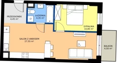 2 pokoje, mieszkanie 47,15 m², piętro 3, oferta nr 1.C.3.08, Murapol Forum, Łódź, Śródmieście, ul. Targowa