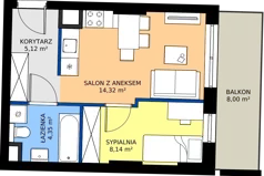 2 pokoje, mieszkanie 31,93 m², piętro 2, oferta nr 1.B.2.11, Murapol Forum, Łódź, Śródmieście, ul. Targowa