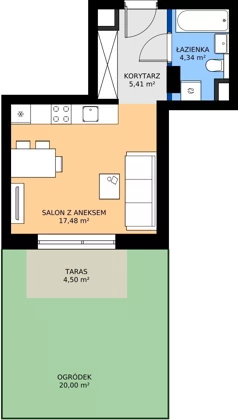 1 pokój, mieszkanie 27,23 m², parter, oferta nr 1.B.0.01, Murapol Forum, Łódź, Śródmieście, ul. Targowa